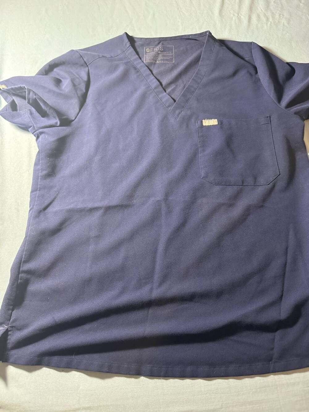 Figs Catarina Scrub Top Size L Navy Blue V-Neck
